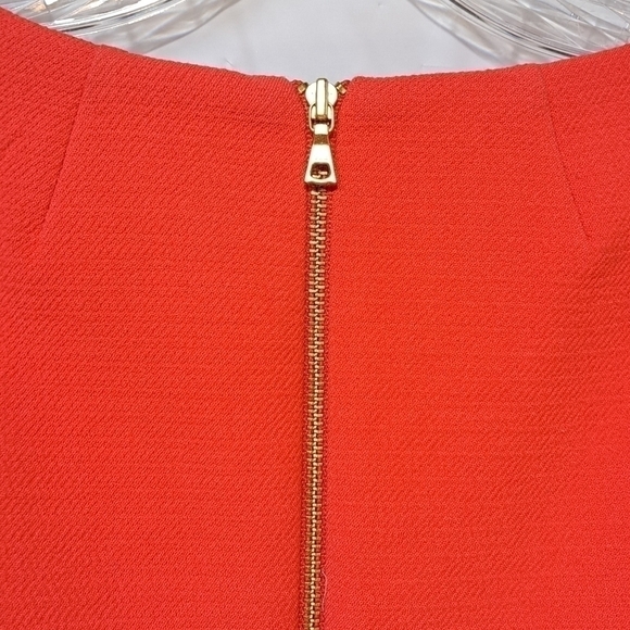 J.Crew Size 2 Bell Sleeve Crepe Midi Dress Coral Papaya A-line Exposed Zipper - Picture 7 of 13
